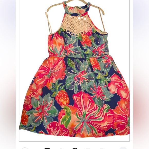 Lilly Pulitzer Kinley Dress in Beckon Blue Jungle Utopia Size 12 - Picture 6 of 9